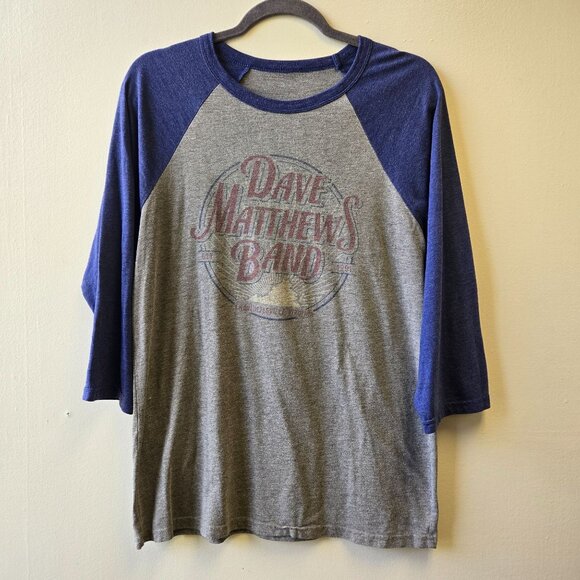Dave Matthews Band Gray Blue Raglan Baseball 3/4 Sleeve Shirt M Unisex